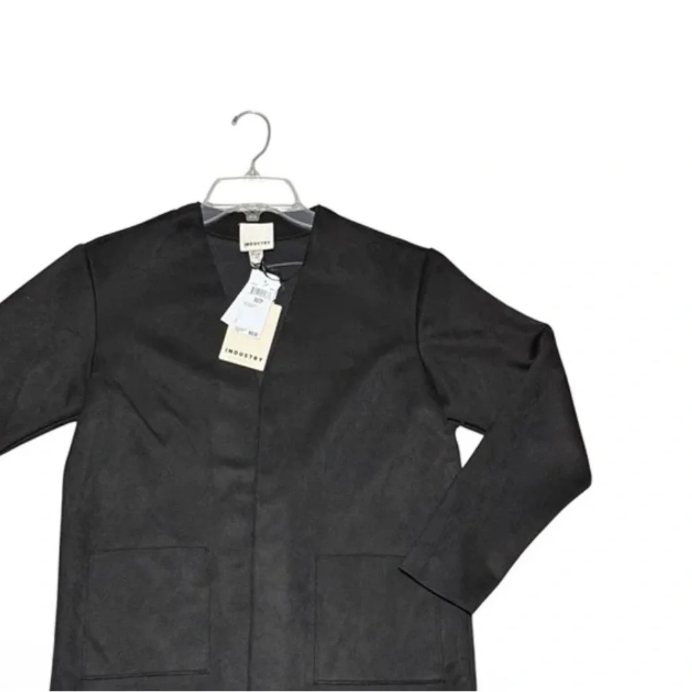 Black Blazer Industry Womens Black Faux Leather Open Front nwt - Picture 7 of 16